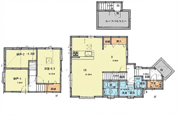 【1LDK+2S】間取図