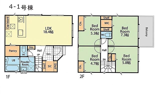 【4LDK】4-1号棟間取図