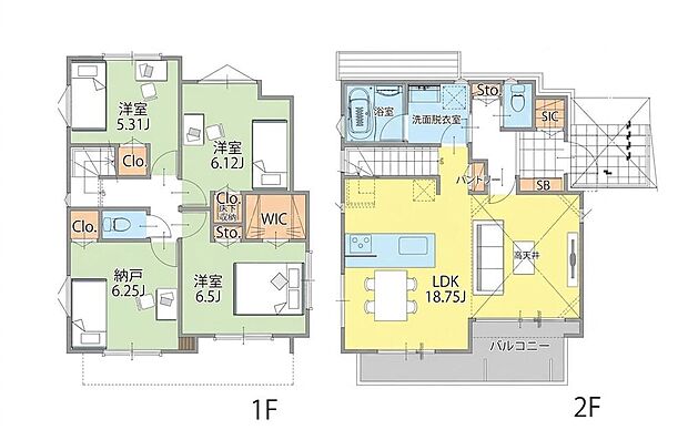 【3LDK+S】間取図
