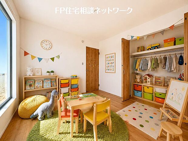 【リビング以外の居室】お子様の成長に合わせて自由にレイアウトできる、明るく使いやすい子供部屋です。♪(本画像はCGで作成しており、実際に現地に家具はおかれておりません。また価格に家具は含ません)