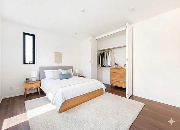 光が取り込みやすい2面採光の居室。日当たり良好です。（本画像はCGで作成しており、実際に現地に家具・家電はおかれておりません。また価格には含まれておりません）