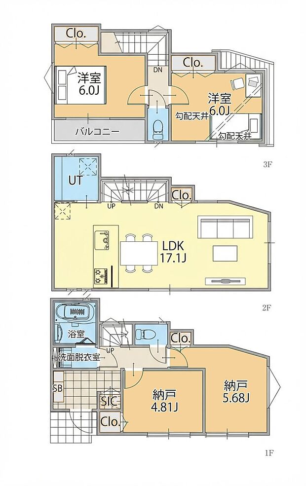 【2LDK+2S】間取図6号棟