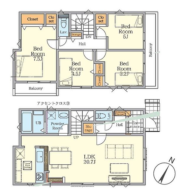 【4LDK】１号棟間取り
