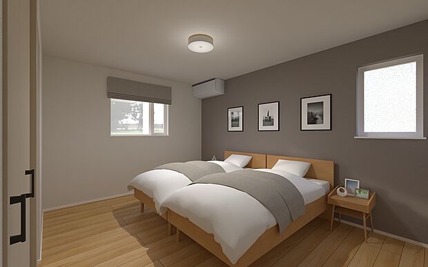 【No.3号棟　落ち着きのある主寝室】ベッドを置いてもゆとりのある主寝室。落ち着いた雰囲気で、1日の疲れを癒す快適な空間です。