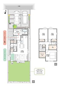 2階に2.3帖の納戸があります。家全体の収納が効率的になります。特に、季節物や頻繁に使わないアイテムを保管するのに適しています。 
