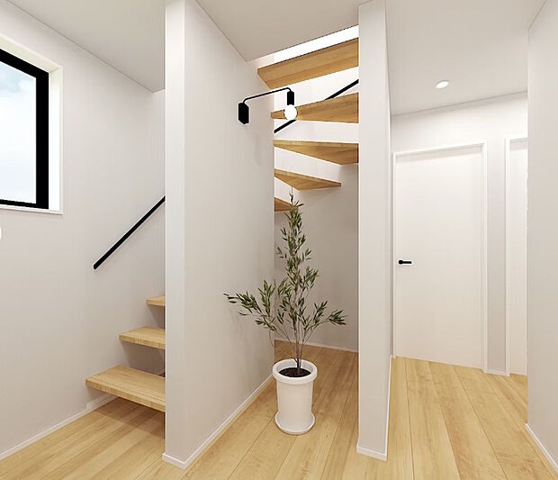 【【3号棟 階段パース】】本画像はCGで作成しており、実際に現地に家具は置かれておりません。また、価格に家具は含まれておりません。