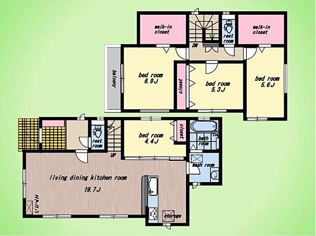 【4LDK】■ウォークインクローゼット×2
■並列車２台
■リビングエアコン付き
