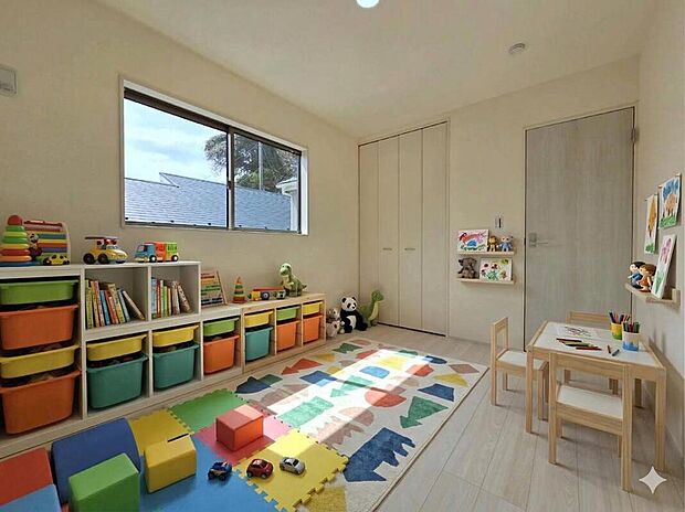 ◇◆洋室◆◇
お子様の創造力を育む広々とした空間は、家族の笑顔が溢れる親しみやすさが魅力です。※本画像はCGで作成しており、実際に現地に家具は置かれておりません。また、価格に家具は含まれておりません。