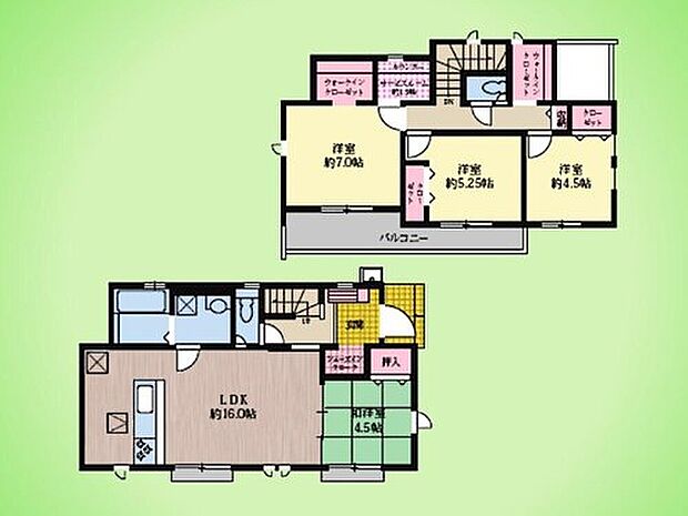 【 4LDK+S】シューズインクローク・ウォークインクローゼットがあり収納豊富!LDKと続き間になった和室があり、お子様の遊びスペースや家族のくつろぎ空間になります。