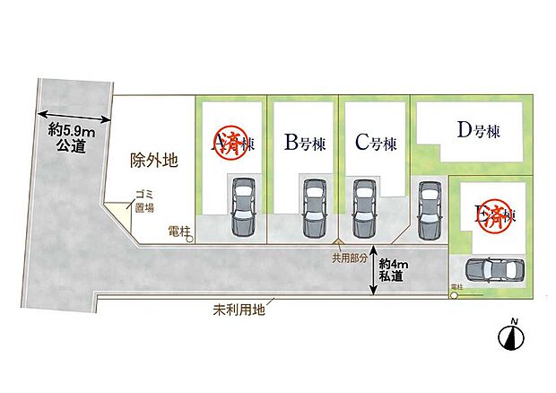 【区画図】南向きで明るい住空間を実現できます。