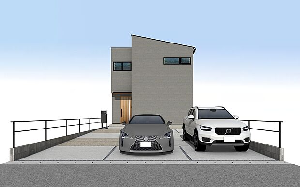 一宮市木曽川町黒田の家3期　外観パース A号棟
■未完成物件の為モデルハウスへのご案内も致します。お気軽に「0120-928-571」までお問合せ下さい！