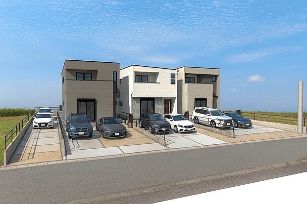 稲沢市稲葉の家3期 外観パース
左からB号棟、C号棟、D号棟
※D成約済
■未完成物件の為モデルハウスへのご案内も致します。お気軽に「0120-928-571」までお問合せ下さい!