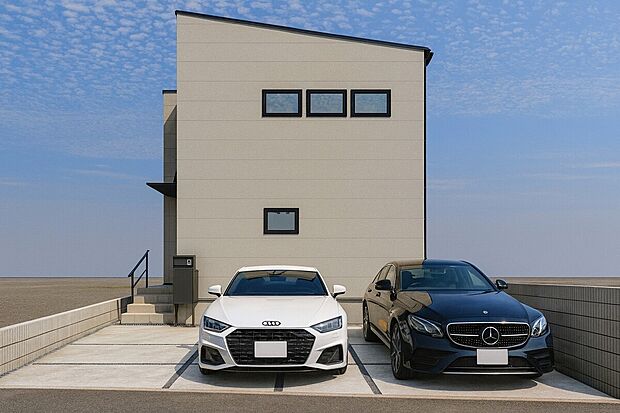 外観パース
■グレーベースのシンプルな外壁