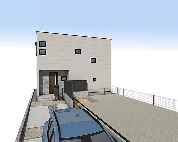 外観パース　B号棟
駐車3台可！
未完成物件の為モデルハウスへのご案内も致します。
平日・土日問わずお気軽にお問合せください。