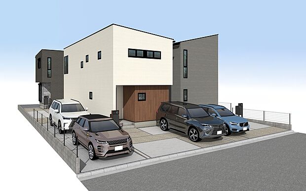 外観パース A号棟(右)・B号棟(左)・C号棟(延敷)