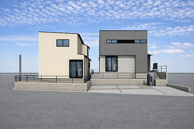 外観パース(右からAB号棟)
並列3台駐車可能！(車種による)