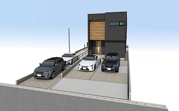 外観パース(前:A号棟、奥:B号棟)