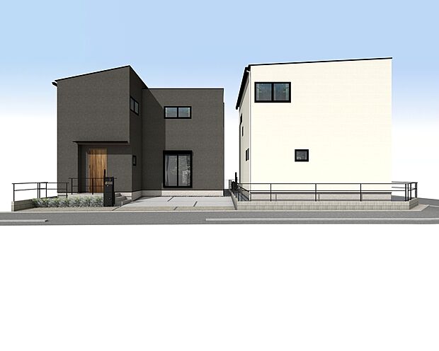 外観パース（左：A号棟、右：B号棟)