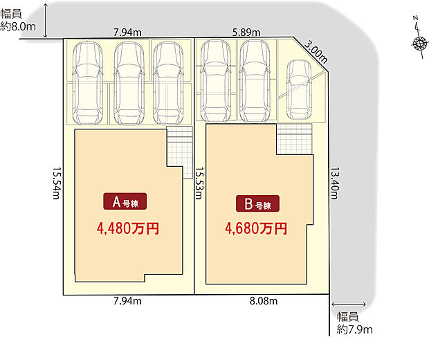 区画配置図 並列駐車2~3台可
