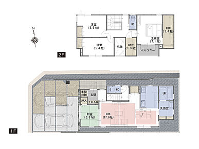 ■洗面所に豊富な収納。タオルや洗剤、着替えも充分に収納可能
■玄関を入って必ずリビングを通る設計になっているので家族の様子がわかる安心の間取 