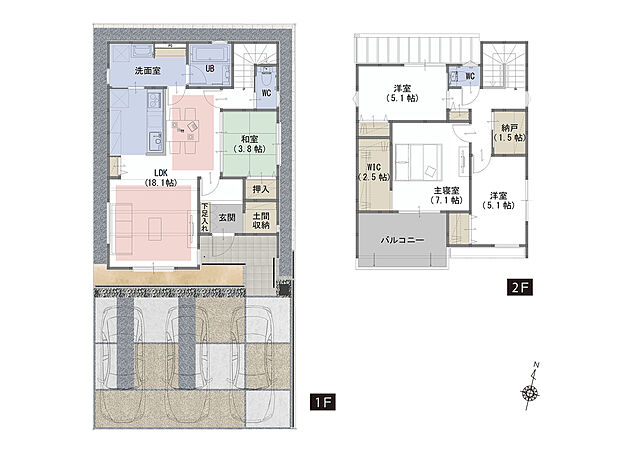【4LDK+S】■キッチン横の収納は調理器具や食材がストックできる収納完備
■玄関横の土間収納にはベビーカーもそのまま収納することが可能
■ゆとりの脱衣スペースとタオルなどの収納に便利な可動棚付き