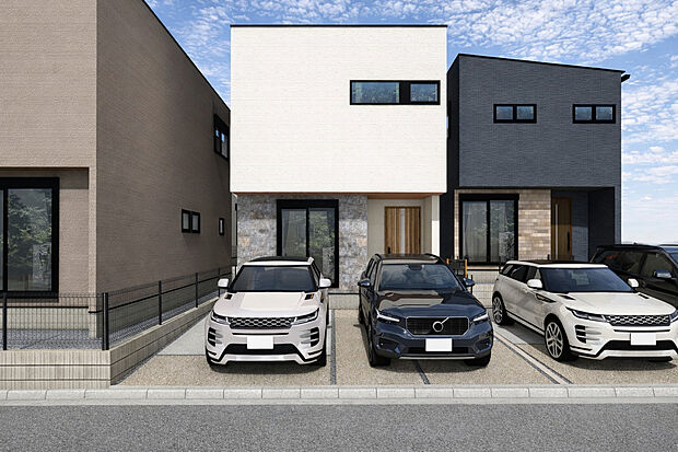 【外観パース　B号棟】未完成物件のため、モデルハウスへのご案内も致します！
お気軽に「0120-776-133」へご連絡下さい。