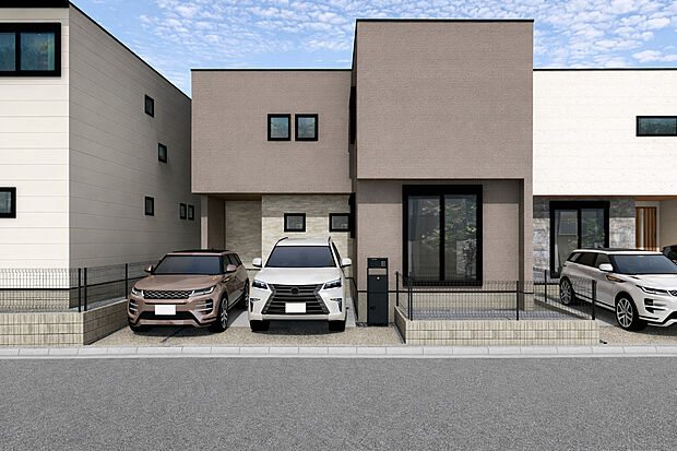 【外観パース　C号棟】未完成物件のため、モデルハウスへのご案内も致します！
お気軽に「0120-776-133」へご連絡下さい。