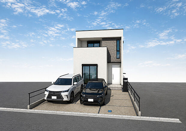 【現地外観パース　B号棟】■未完成物件の為、モデルハウスへのご案内も致します。
お気軽に「0120-928-571」までお問合せ下さい！
