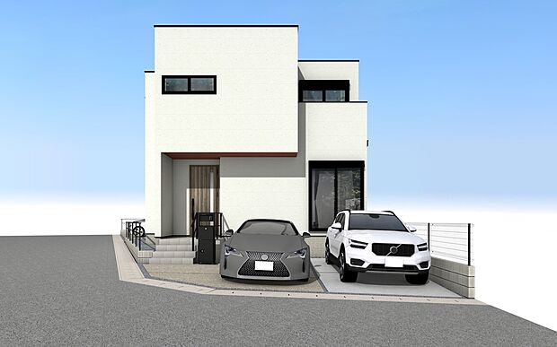 【外観パース　B号棟】未完成物件のため、モデルハウスへのご案内も致します！
お気軽に「0120-689-051」へご連絡下さい。