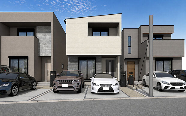 【現地外観パース D号棟】■未完成物件の為、モデルハウスへのご案内も致します。
お気軽に「0120-928-571」までお問合せ下さい!