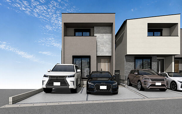 【現地外観パース E号棟】■未完成物件の為、モデルハウスへのご案内も致します。
お気軽に「0120-928-571」までお問合せ下さい!