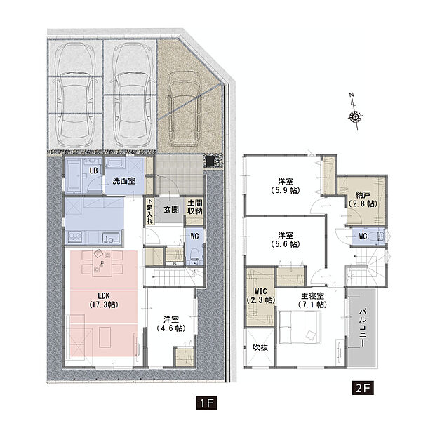 【4LDKS+WIC+土間収納】WIC・土間収納・納戸など、収納力豊富な間取りです!