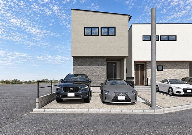 【外観パース図】外観パース C号棟■未完成物件の為、モデルハウスへのご案内も致します。お気軽に「0120-928-571」までお問合せ下さい!