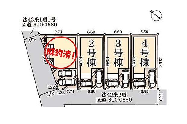 ≪全体区画図≫
瑞江駅歩15分の好立地に、ゆとりある広さの4邸が誕生♪全棟にカースペース2台分確保しております!(※車種による。)
お車が1台でも、ご家族の駐輪スペースに最適!