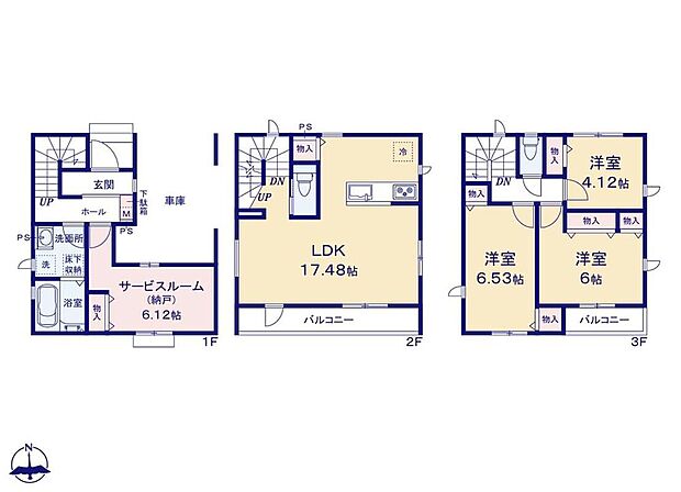 (A号棟)、価格5990万円、3LDK+S、土地面積60.23m2、建物面積114.79m2