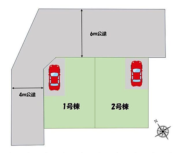 角地なので陽当たり良好です!前面道路が広々6mありますので、駐車も楽々ですね♪