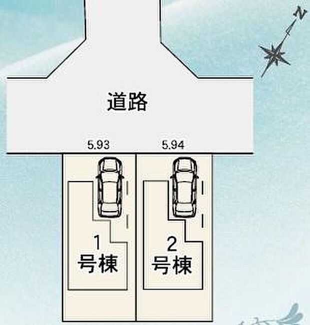 ≪全体区画図≫前面道路幅が6mあるので、陽当たり良好です！お車の駐車も安心ですね♪