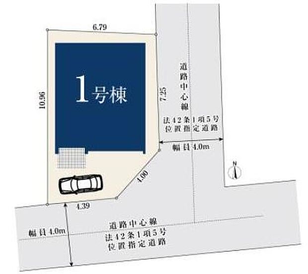 ≪全体区画図≫
陽当たり・風通し共に良好な角地の物件♪カースペース1台♪お車の駐車も安心です！
