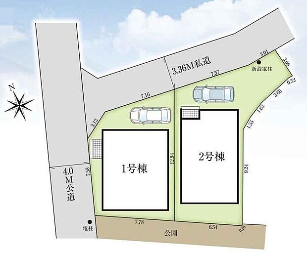 ≪全体区画図≫全邸カースペース完備！車高を気にせずに駐車できます♪（※車種制限がある場合がございます。）
