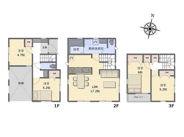 (A号棟)、4LDK、土地面積68.37m2、建物面積106.11m2