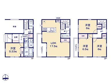 陽当りとプライバシー性に恵まれた2階リビングプラン♪散らかりがちな小物もスッキリと整理できるリビング内収納を2ヶ所に設けました！ 