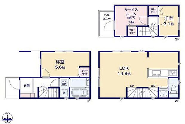 【2LDK+S】2階リビングは陽当たり・風通し共に良好で、ご家族みんなで過ごす空間をより居心地良くしてくれます♪