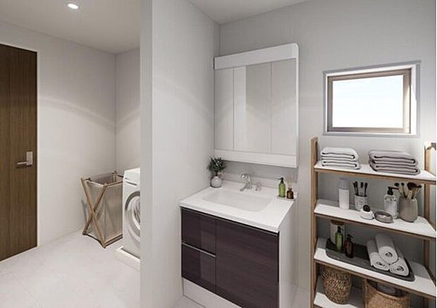 【完成予想図(内観)】※画像はCGです
≪Powder room≫
明るく清潔感溢れるサニタリースペース。毎日使う場所だからこそ、快適な空間となっております。
