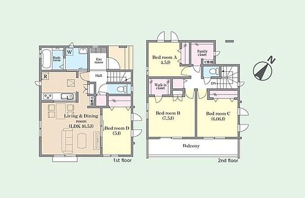 【4LDK】対面式キッチンですので、お食事の準備をしながらご家族との会話を楽しめます☆水回りも集中しているので、家事の動きがらくちんです♪パントリーやファミリークロークなど収納も豊富♪