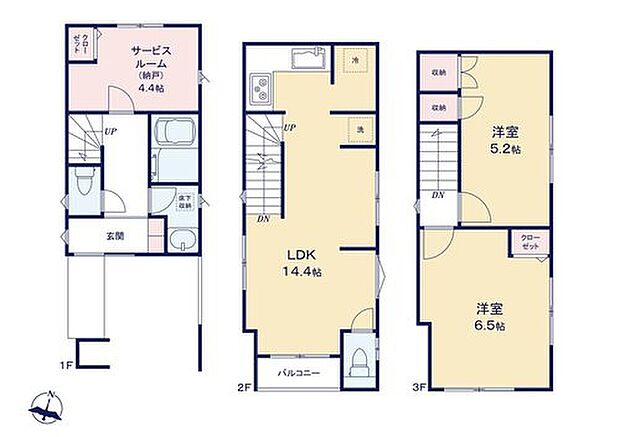 【2LDK+S】通勤・通学時に一声交わせるリビングイン階段を採用!水回りが1階にまとまって、居室を広く利用できます◎