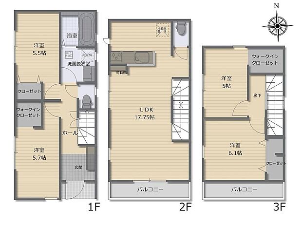 【4LDK】家族とのつながりを意識した見通しのいいリビングは会話が弾んでみんなを笑顔にします。後片付けもラクラクな食洗機付!環境にもママの手にも優しいですね♪居室の2部屋にはウォークインクローゼットを完備!
