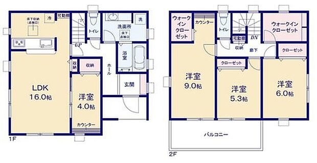 【4LDK】広々16帖のLDK!リビングに続き間の4帖洋室があります!来客時にも重宝しますが、小さなお子様を寝かせるスペースにもなりますので、使い方はあなた次第です。収納力が嬉しいウォークインクローゼット!