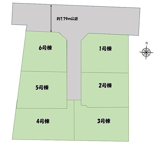 【全体区画図】住人以外の車の進入も少なく、小さなお子様を持つご家庭にも安心。