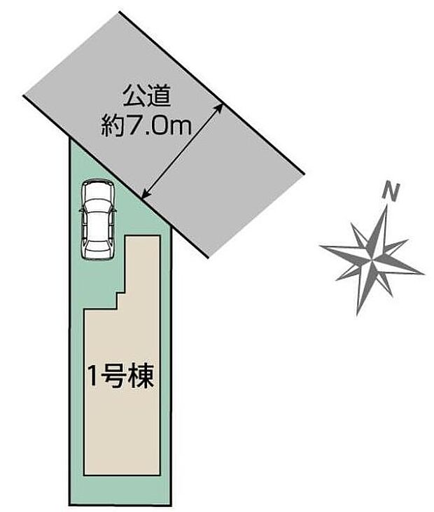 【全体区画図】車高を気にせず駐車できるカースペース完備！（※車種による）