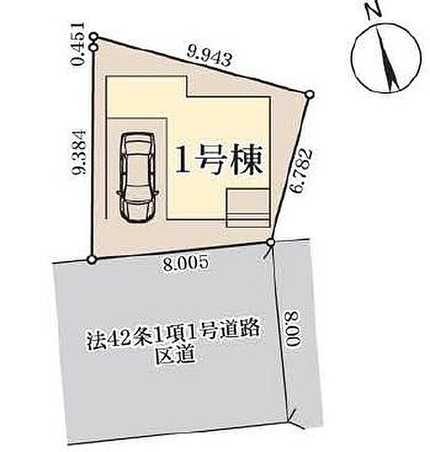 【全体区画図】前面道路は広々8m！陽当たり良好です！お車の駐車も楽々ですね♪